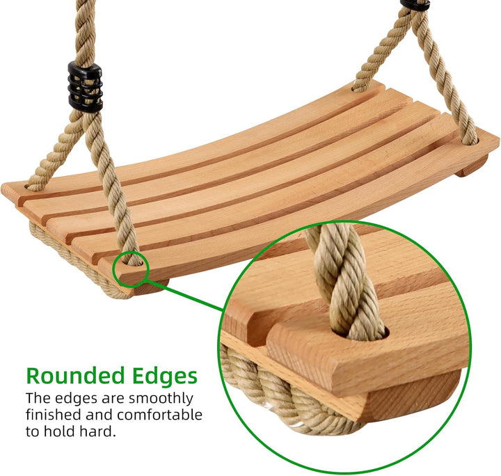 AnExer Holz Schaukel, Holz Schaukelsitz für Kinder und Erwachsene Holz Kinderschaukel Garten Schauke