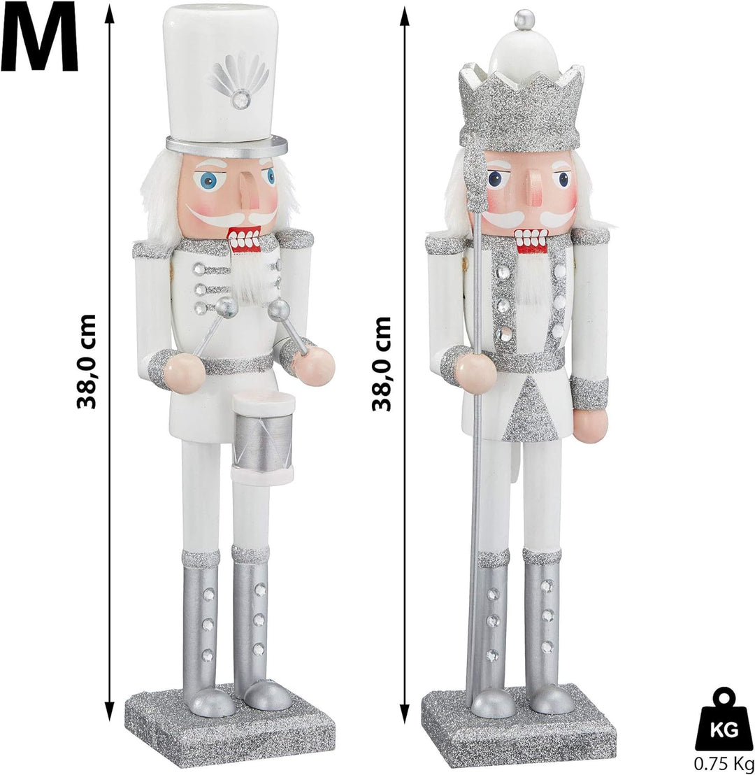 Cepewa Nussknacker aus Holz König + Trommler w/s 38 cm Weihnachtsdeko Figur Erzgebirge Nussbrecher N