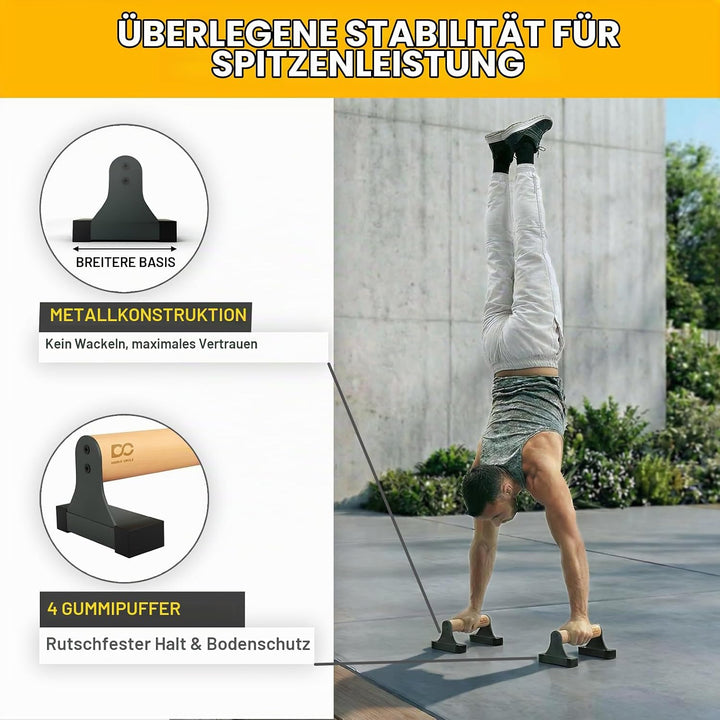 Double Circle Parallettes Liegestützgriffe mit Holzgriffen - Calisthenics Equipment - Rutschfeste Ba