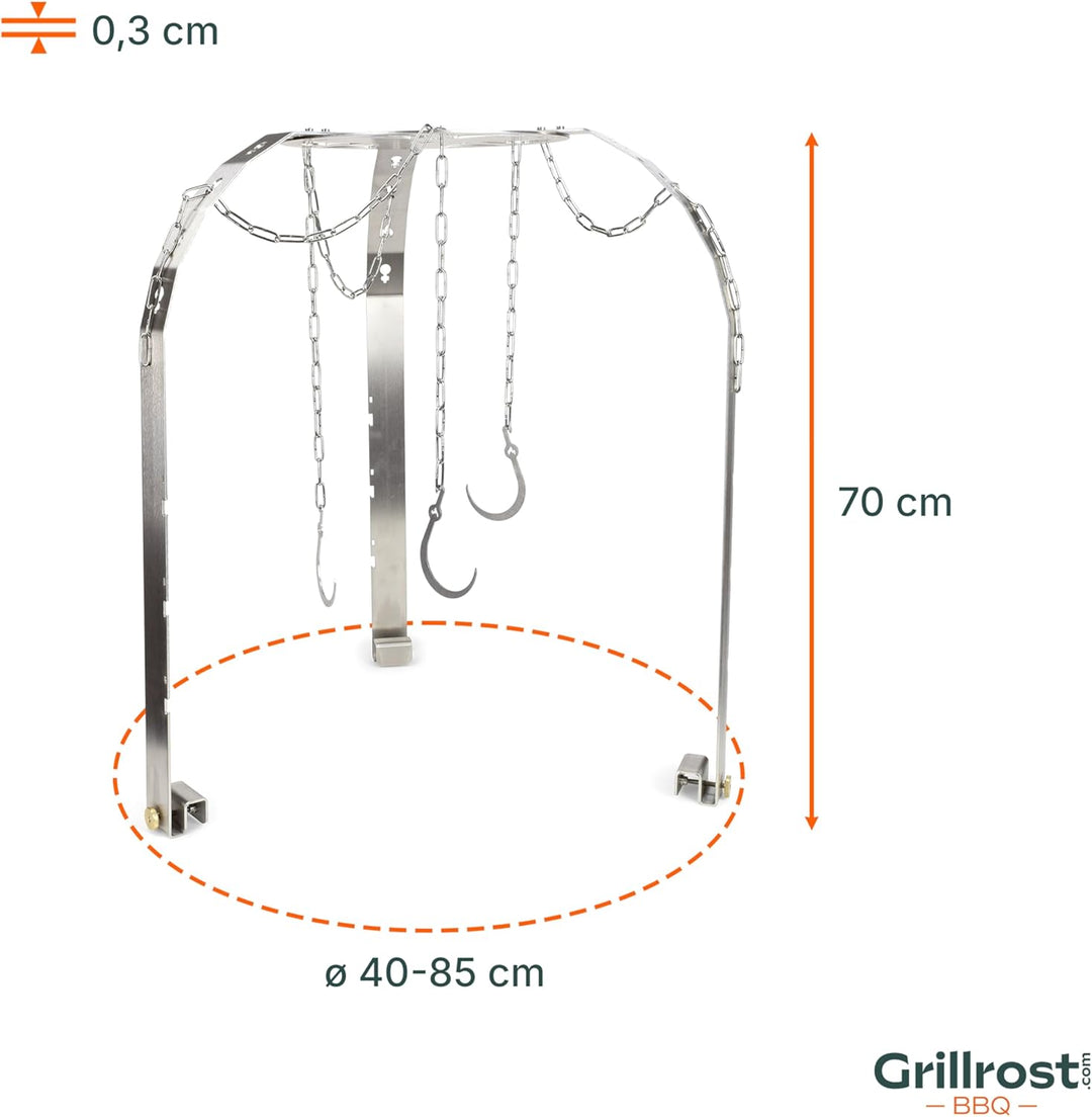 Grillrost.com Das Original Asado Dom - Der Grilltrend aus Argentinien - einstellbar für Kugelgrills,