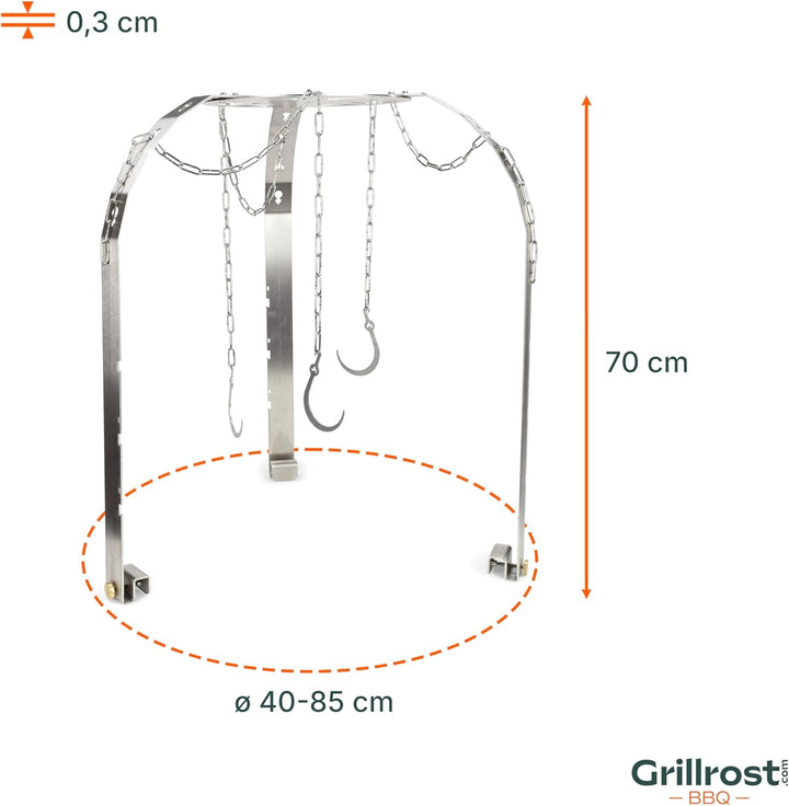 Grillrost.com Das Original Asado Dom - Der Grilltrend aus Argentinien - einstellbar für Kugelgrills,