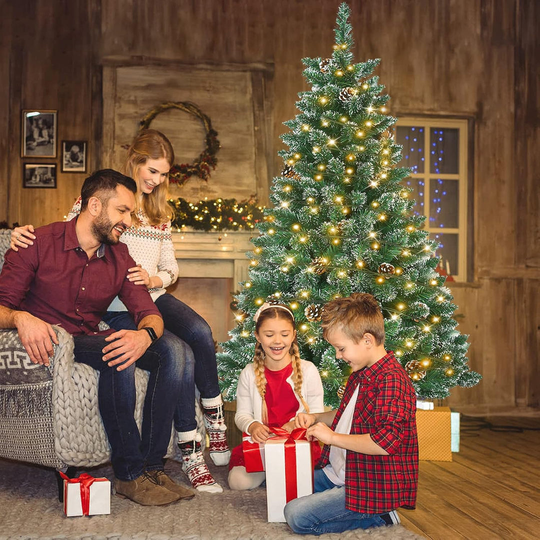 LZQ Künstlicher Weihnachtsbaum mit Beleuchtung, 150cm Weihnachtsbaum Künstlich, PVC Christbaum mit W