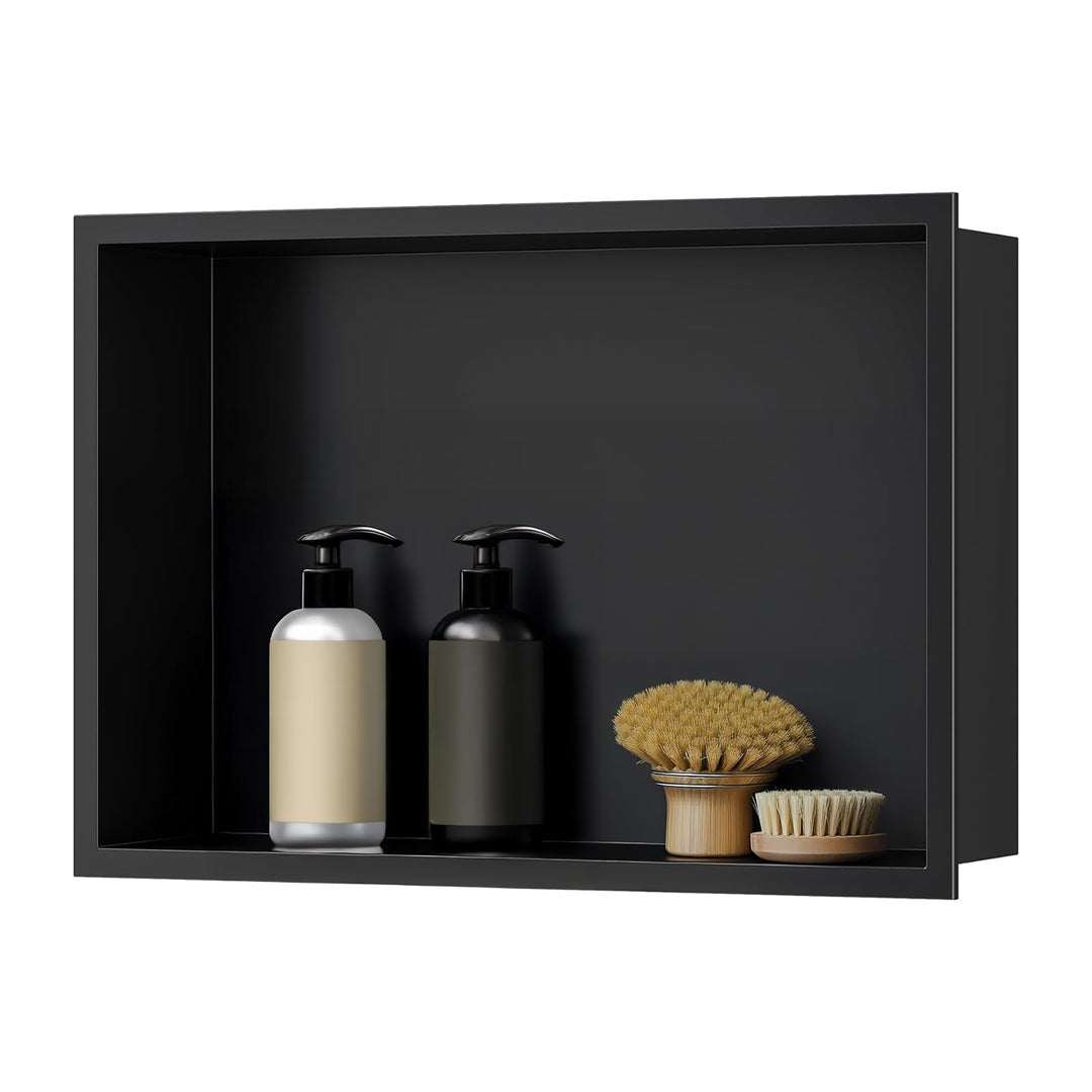 Wandnische Dusche Edelstahl, Duschnische Lagerung 30x45x10cm,Schwarz | Nische Ohne Regal, Wandnische