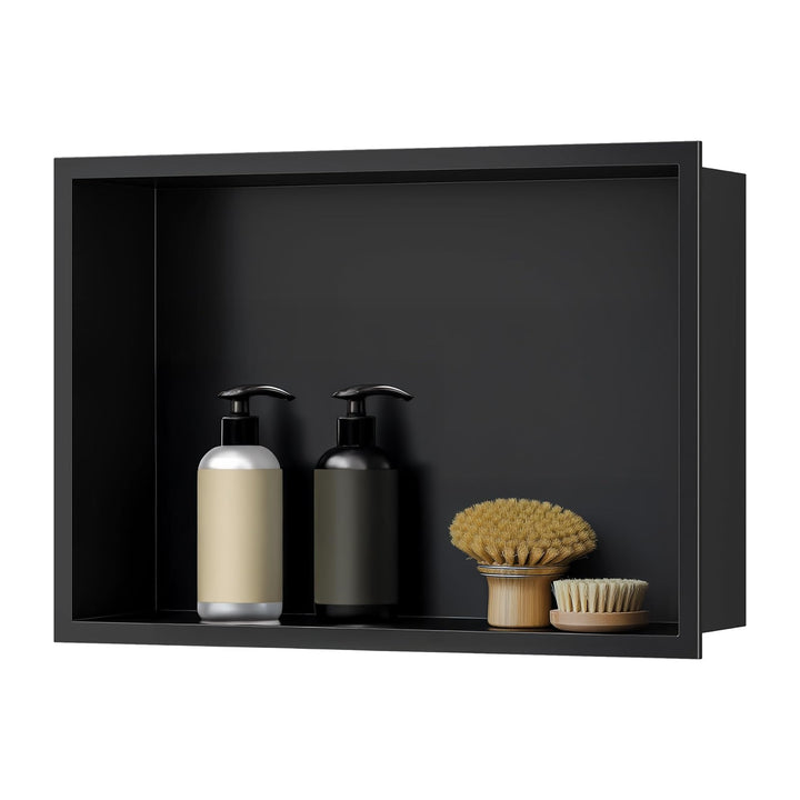 Wandnische Dusche Edelstahl, Duschnische Lagerung 30x45x10cm,Schwarz | Nische Ohne Regal, Wandnische