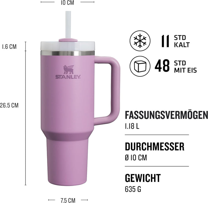 STANLEY Quencher H2.0 FlowState Trinkflasche mit Strohhalm 1.2L - Thermobecher Kühlt 11 Stunden - 48