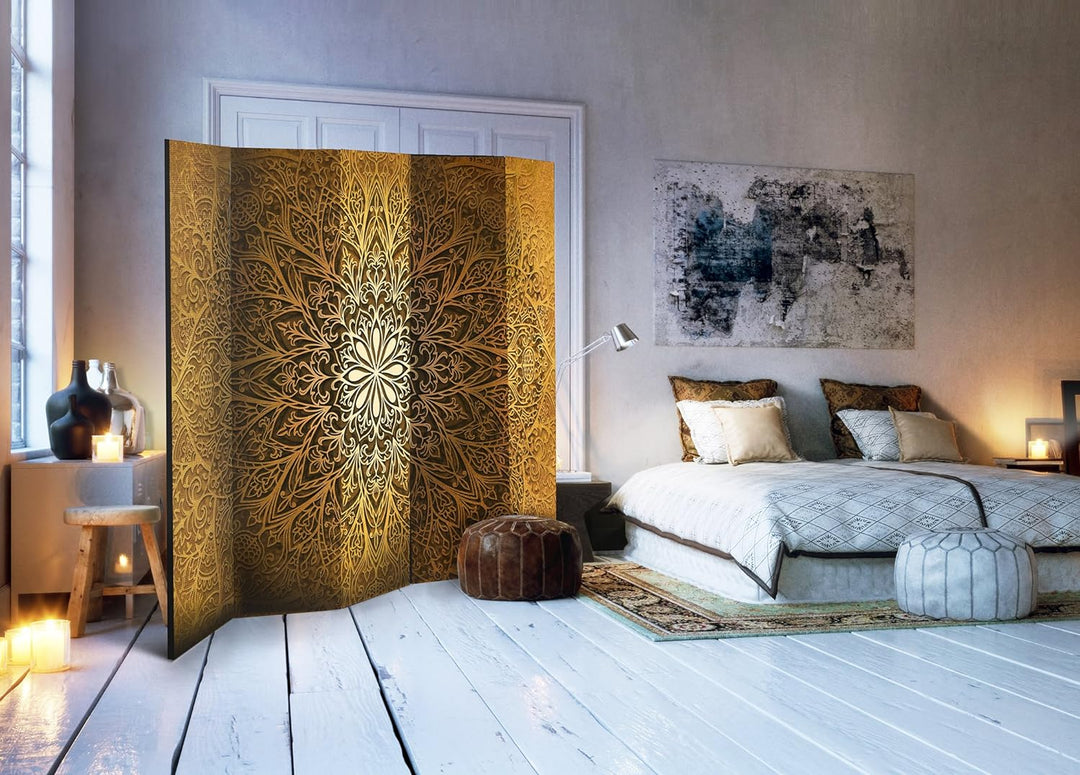murando Raumteiler Mandala Ornament Oriental Foto Paravent 225x172 cm beidseitig auf Vlies-Leinwand