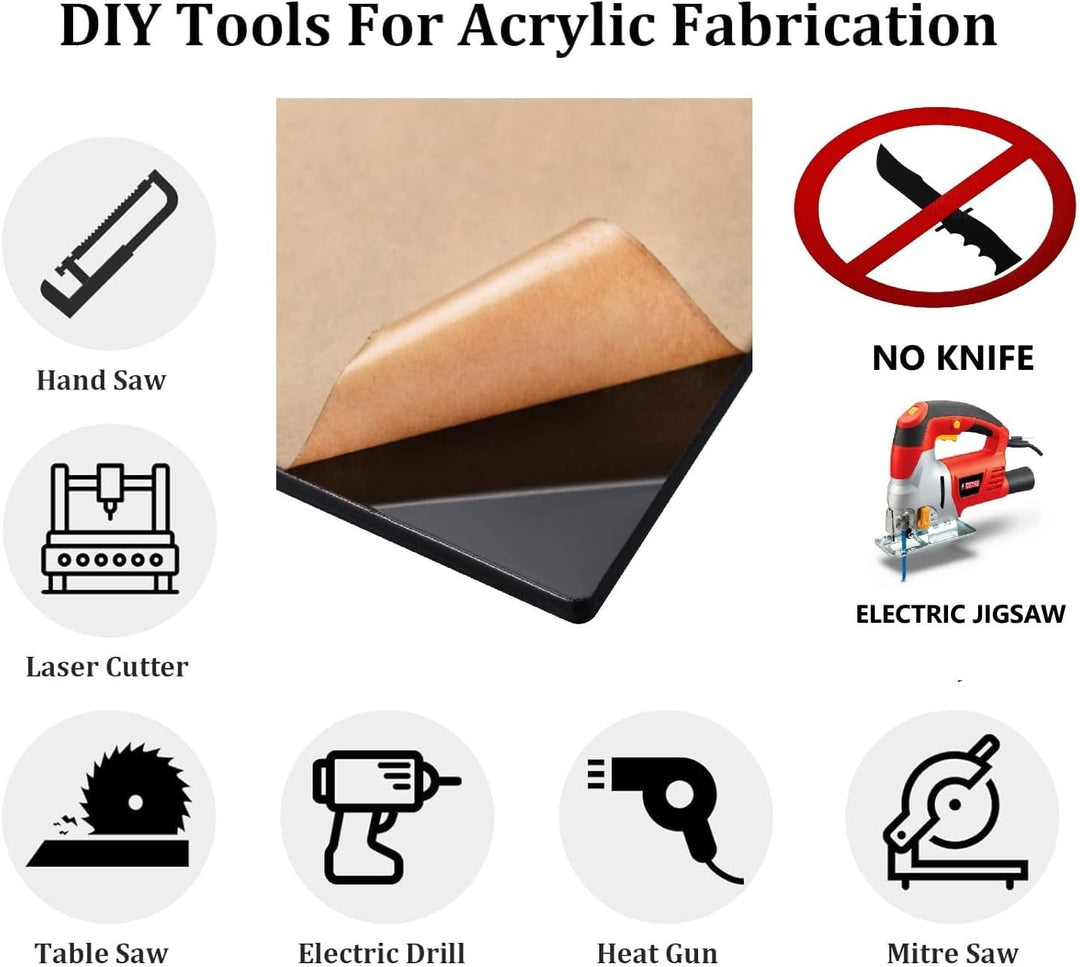 Acryl-Kunststoffplatte Acrylglas Zuschnitt Acrylicglasplatten Acrylglasplatte 305 mm x 305 mm, 1/4 d