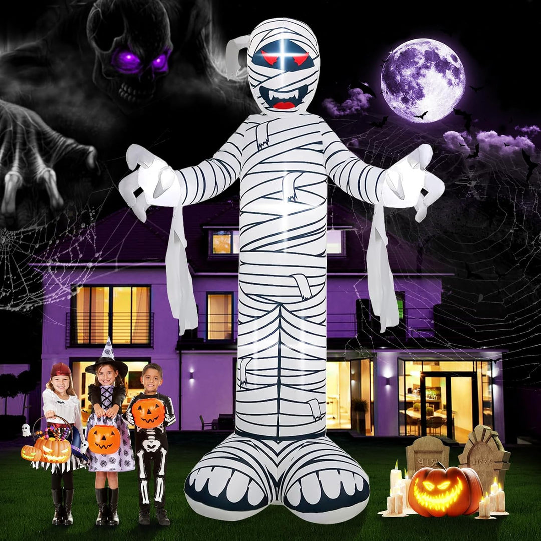 Kalolary 12 FT Halloween Aufblasbare Mumie für den Aussenbereich Aufblasbare beleuchtete Gartendekor