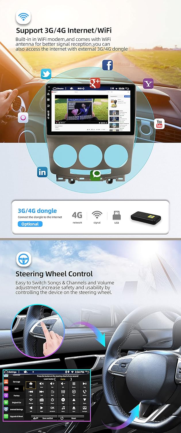 YUNTX Android 13 Radio mit navi für Mazda 5 (2005-2010): [Eingebautes CarPlay/Android Auto/GPS]-DAB/