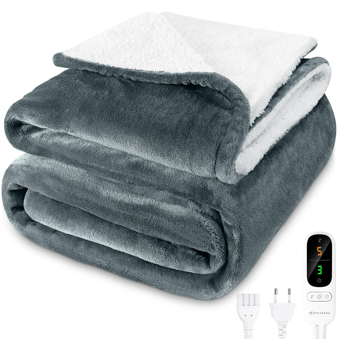 MYCARBON Heizdecke mit abschaltautomatik 180x160cm, Waschbar Wärmedecke Elektrisch mit 6 Heizstufen