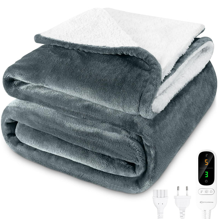 MYCARBON Heizdecke mit abschaltautomatik 180x160cm, Waschbar Wärmedecke Elektrisch mit 6 Heizstufen