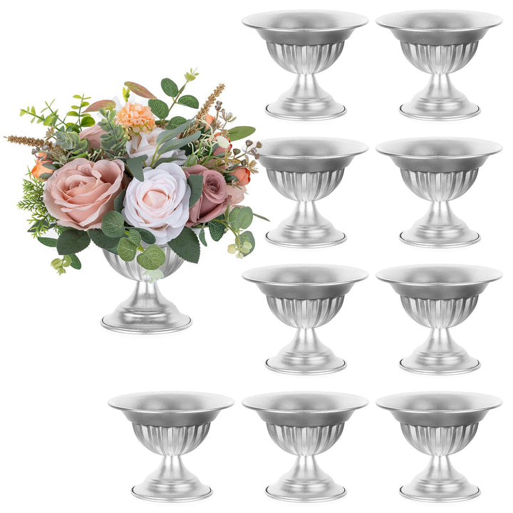 Sziqiqi Metall Silber Urn Vasen Hochzeit: Kleine Vasen für Tischdeko 10Stk | Dick, ⌀16cm/ H13cm/ T7c