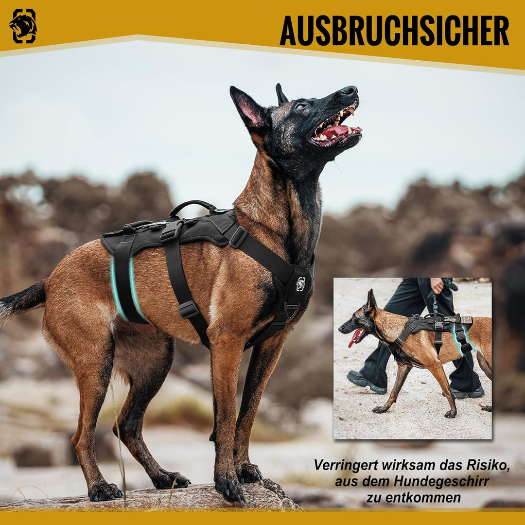 OneTigris Hundegeschirr, T-Bone Taktisches Geschirr mit 2 Griff Ausbruchsicher Einstellbar Brustgesc