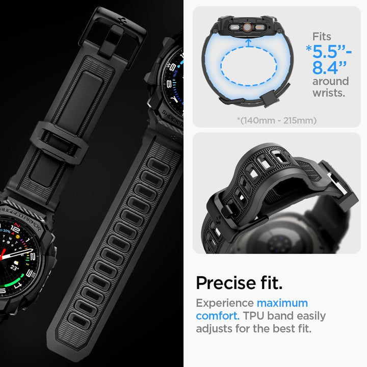 Spigen Rugged Armor Pro Hülle mit Band für Samsung Galaxy Watch Ultra 1 | TPU-Unibody-Hülle mit Armb