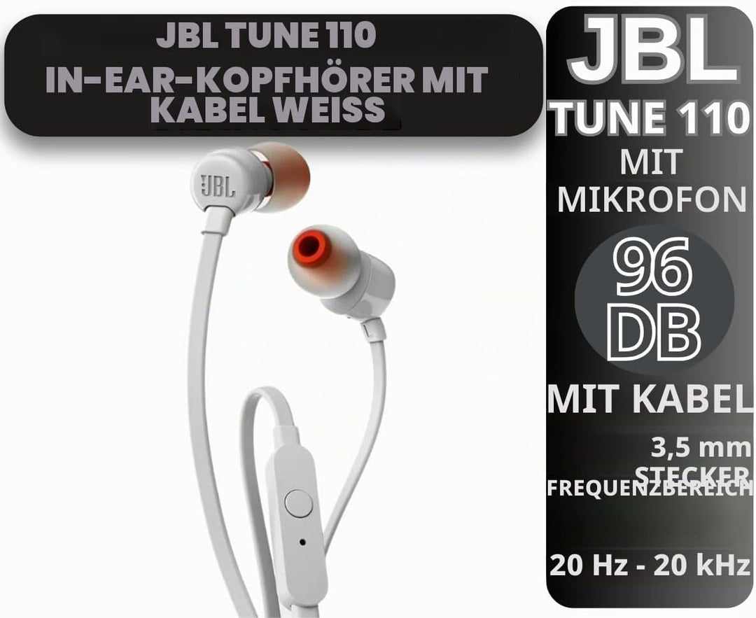 JBL T110WHT purebass Kopfhörer – Weiss, weiß
