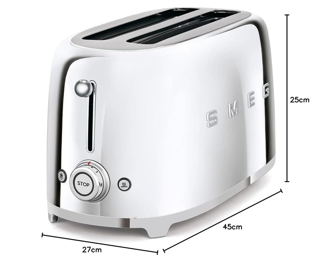 Smeg TSF02SSEU Toaster 4 Scheiben, chrom Silber, Silber