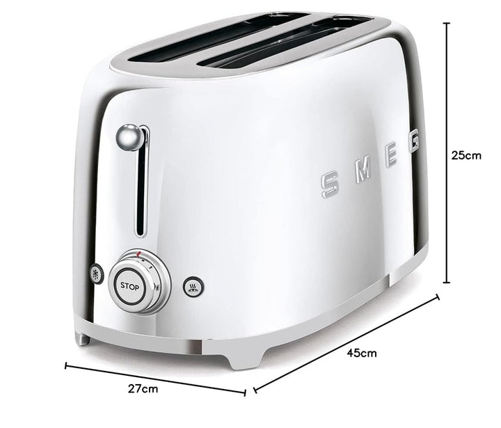 Smeg TSF02SSEU Toaster 4 Scheiben, chrom Silber, Silber