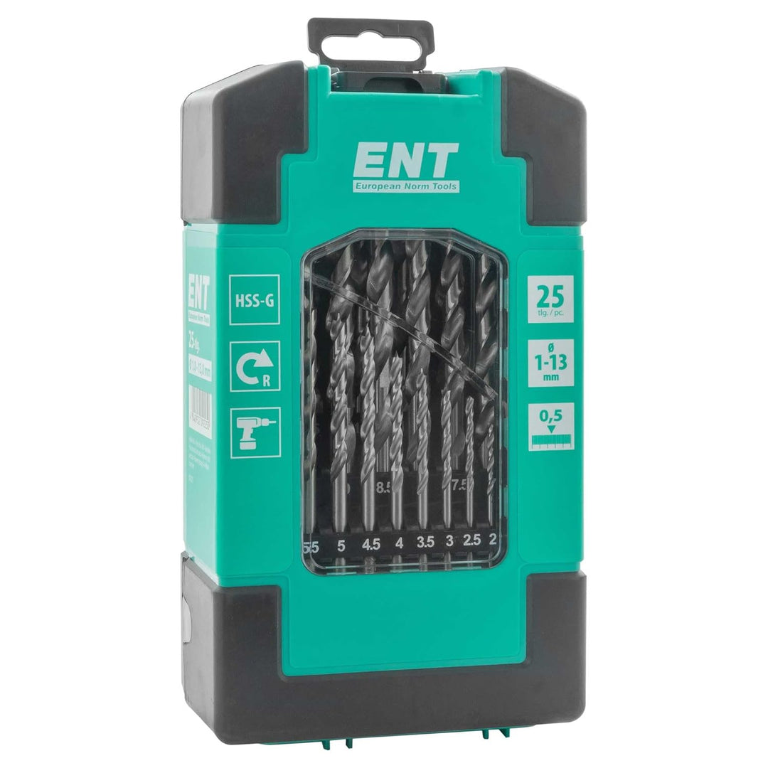 ENT 09225 25-tlg. HSS-G Holzbohrer-Set - 1-13 mm - in 0,5mm Schritten