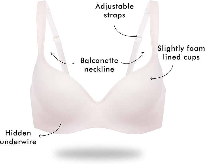 DELIMIRA Damen T Shirt Balconette BH mit Bügel Leicht Gepolstert Schalen BHS Grosse Grössen 80E Rose