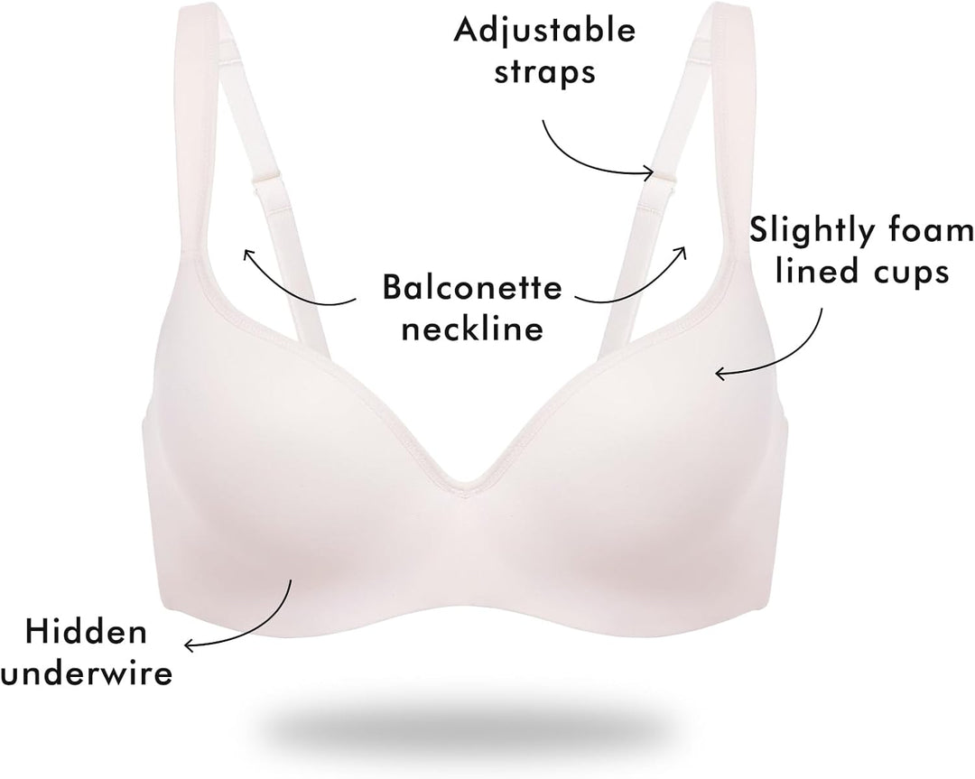 DELIMIRA Damen T Shirt Balconette BH mit Bügel Leicht Gepolstert Schalen BHS Grosse Grössen 95C Rose