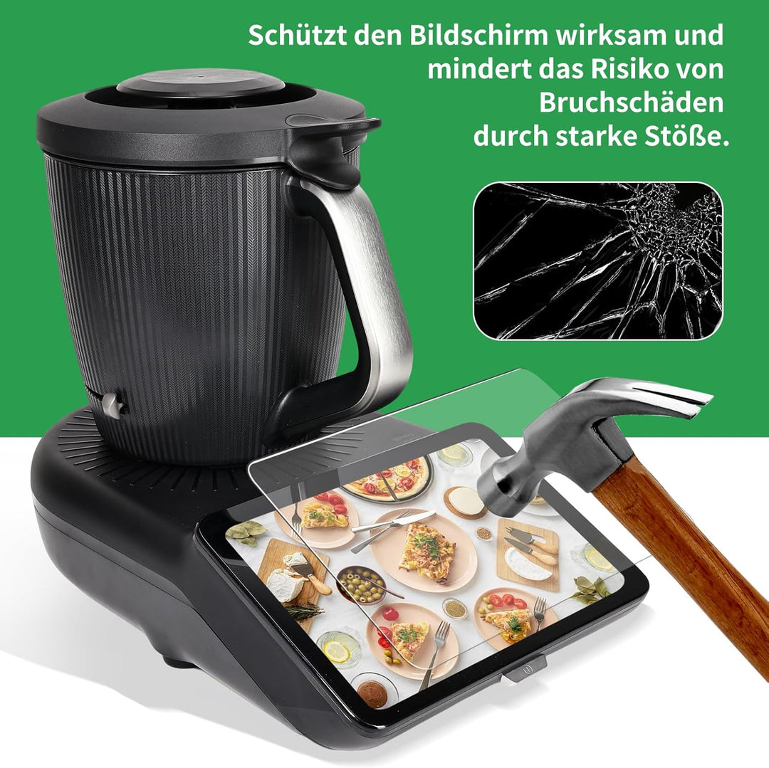 Premium 3-in-1 Display-Schutzrahmen für Thermomix TM7 – robuster PC+ABS-Rahmen, 9H Panzerglas & magn
