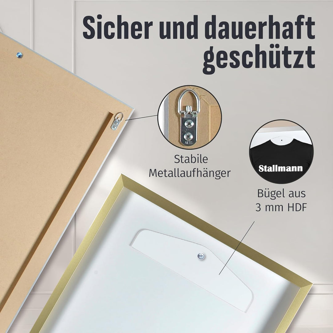 Trikotrahmen 'Easy Click & Fill' mit Tür | Rahmen-Farbe: Gold | Hintergrund: Schwarz | Grösse: 70 x