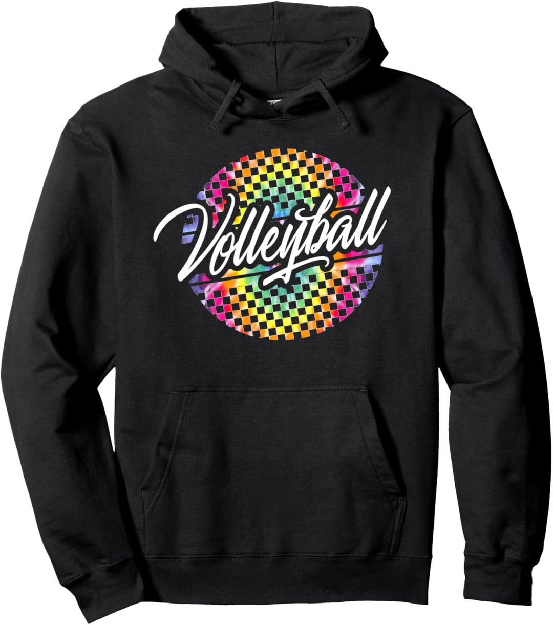 Volleyball Checkered Tie Dye Multi Color Great Gift Girls Pullover Hoodie