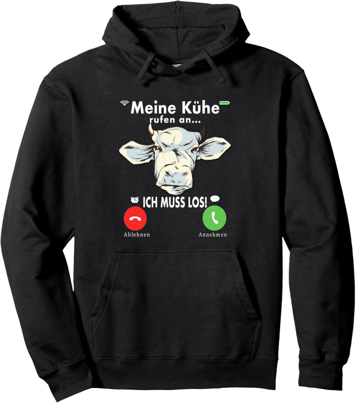Meine Kühe rufen an Bauer Tier Landwirtschaft Lustig Kuh Pullover Hoodie