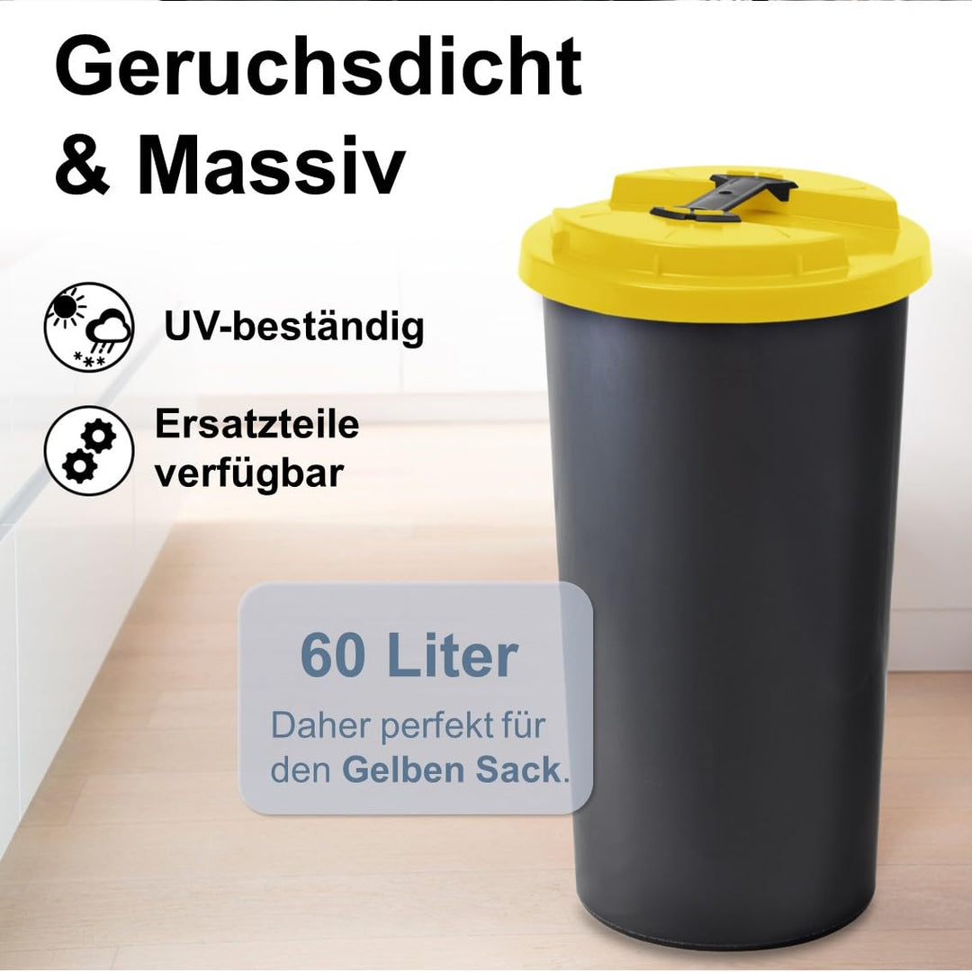 KUEFA BSC 60L Mülleimer, Müllsackständer, Gelber Sack Ständer inkl. Klemm-Ring für Müllbeutel, extra