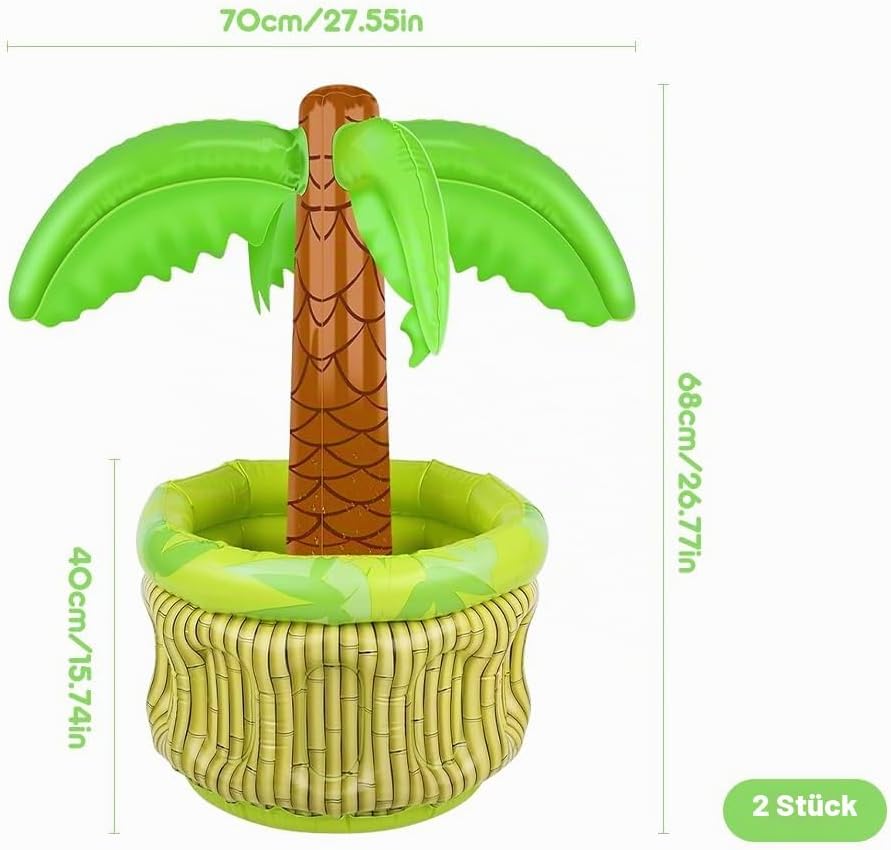 mizikuu 2PCS Aufblasbare Palme Getränkekühler, Aufblasbare Kühler zum Befüllen mit Eis Poolbar Geträ