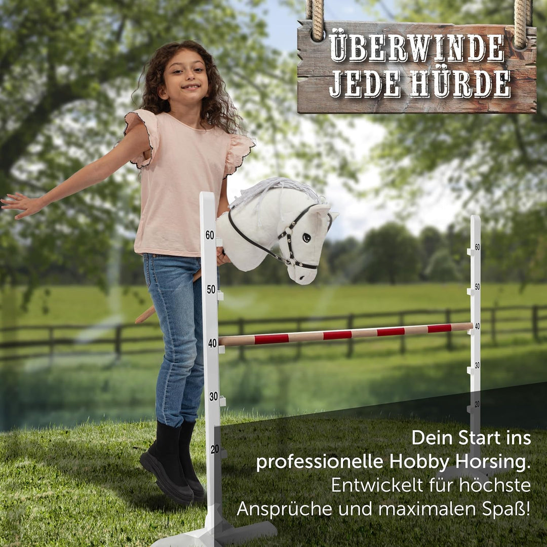 Pink Papaya Hobby Horse Mia, mit Halfter und Trense, Steckenpferd fürs Hobby Horsing, Pferd zum Reit