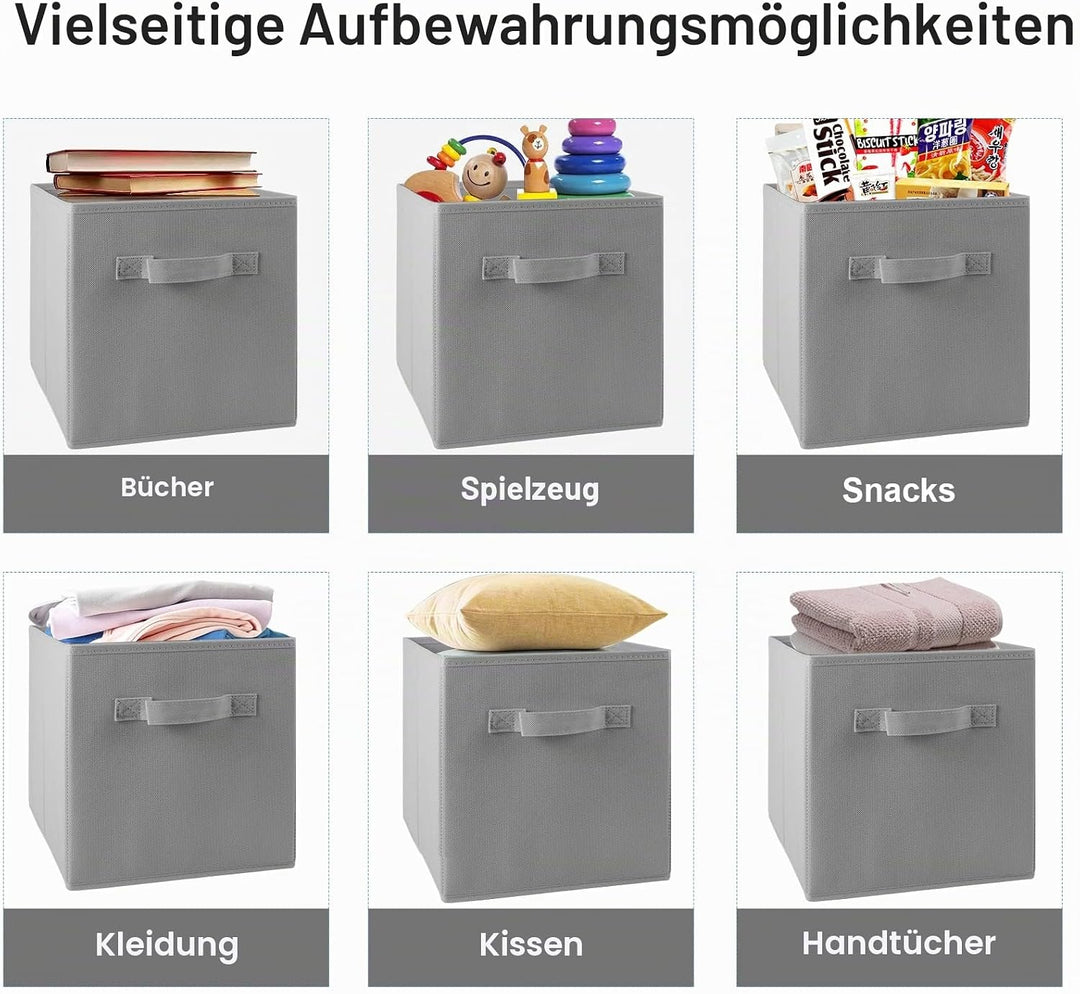 LONENESSL Faltbare Aufbewahrungsboxen mit Griff, 4 Stück Stoff Faltbare Aufbewahrungswürfel 27 x 27