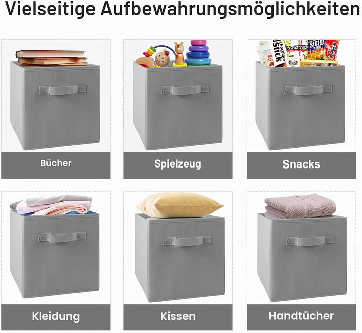 LONENESSL Faltbare Aufbewahrungsboxen mit Griff, 4 Stück Stoff Faltbare Aufbewahrungswürfel 27 x 27