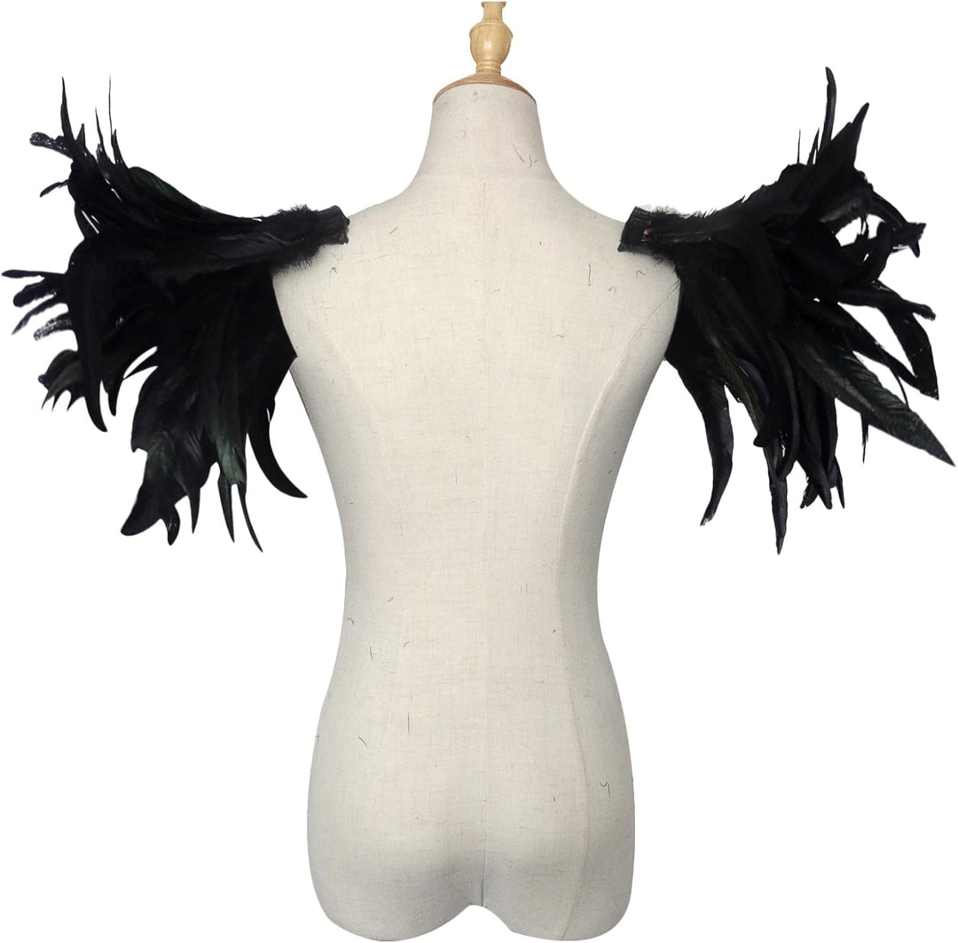 keland Herren Gothic Feder Epauletten Shrug Umhang Schulterklappen Schulterschmuck Federschultern Fl