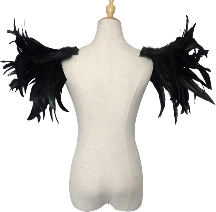 keland Herren Gothic Feder Epauletten Shrug Umhang Schulterklappen Schulterschmuck Federschultern Fl