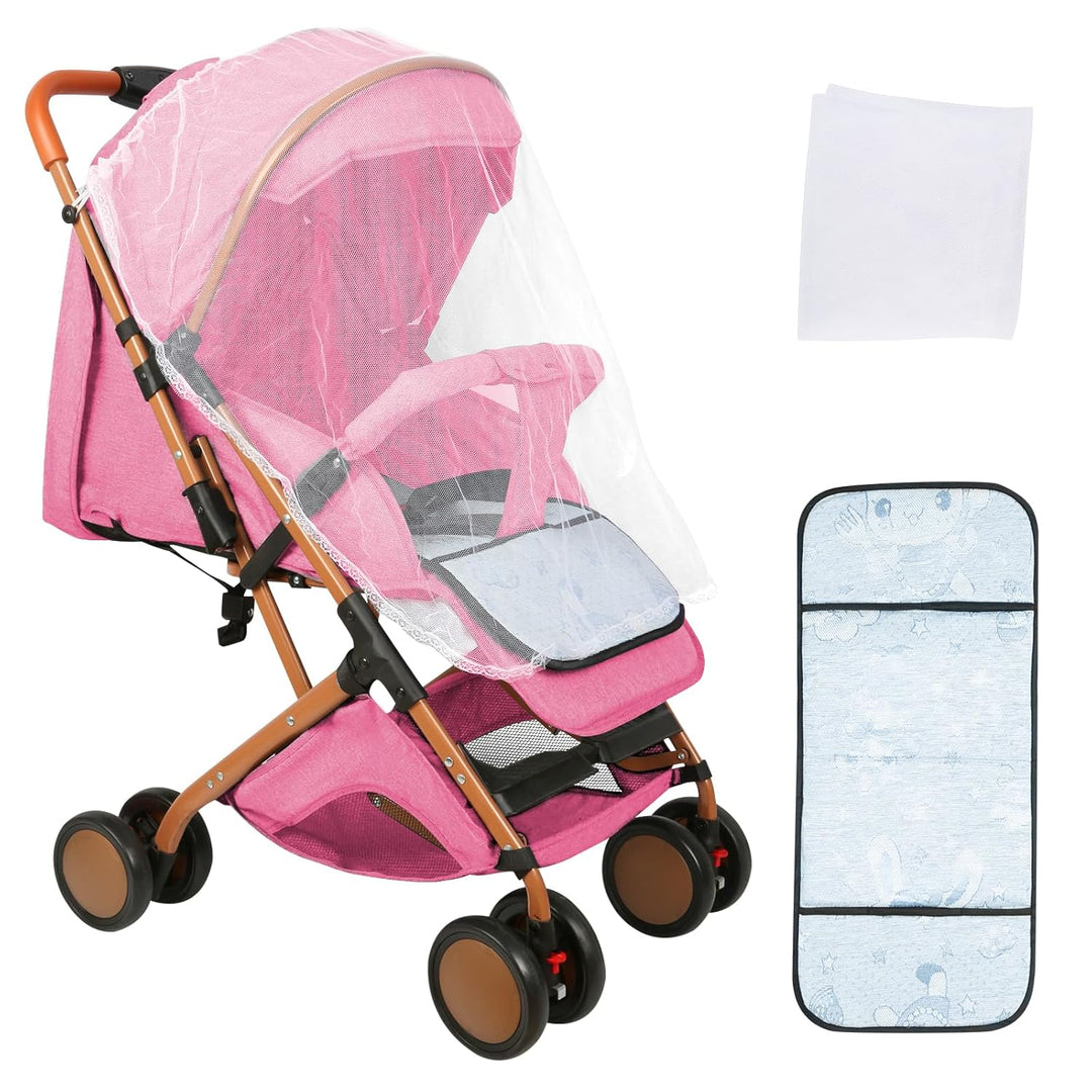 Buggy mit Liegefunktion, Kinderwagen Zusammenklappbar mit Wattepads und Moskitonetzen, Reisebuggy mi