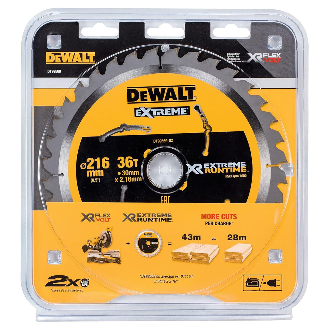 Dewalt XR Extreme Runtime Kreissägeblatt DT99569 (216/30 mm, 36 WZ/FZ, 7°, für feine Schnitte, für d