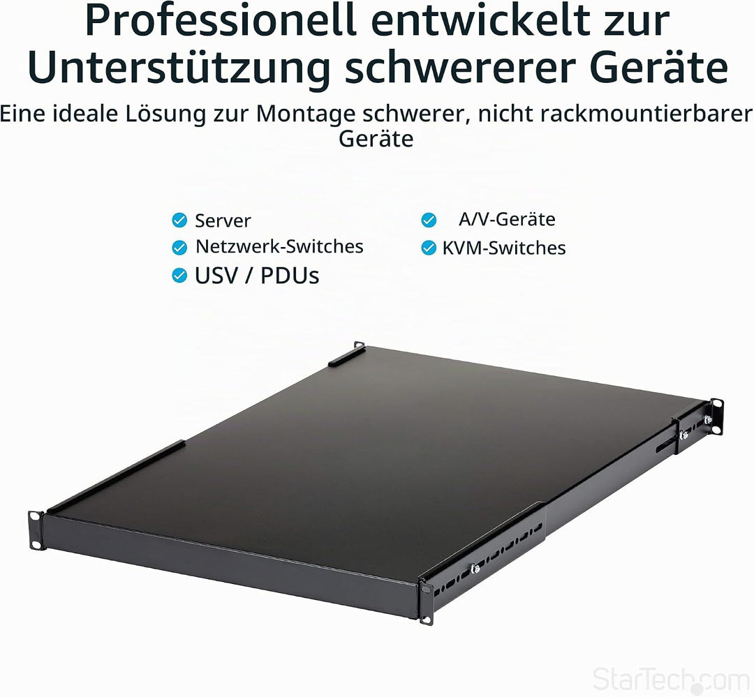 StarTech.com 1HE Verstellbares Server Rack Fachboden - 150 kg - 49,5 bis 97,4 cm Verstellbare Einbau