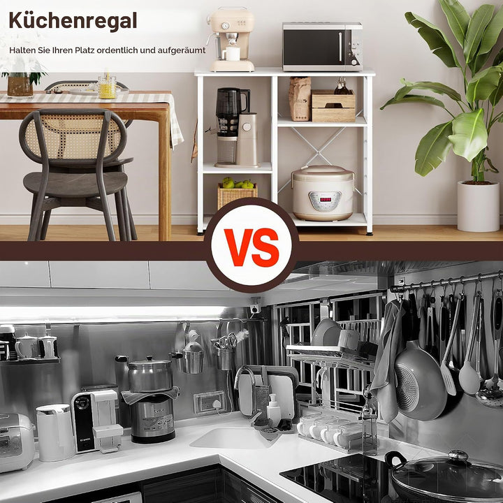 soges Bäckerregale Küchenregal Standregal Mikrowellenhalter Bäcker Regal Haushaltsregal mit 3 Ablage