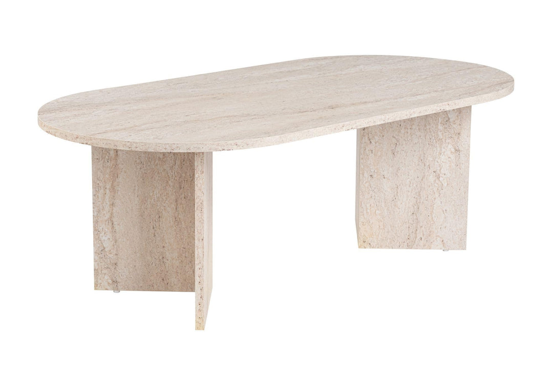 Hanah Home Elegant Coffee Table, Travertine Color, 119 x 39.8 x 60 cm | 100% Melamine Coated Particl