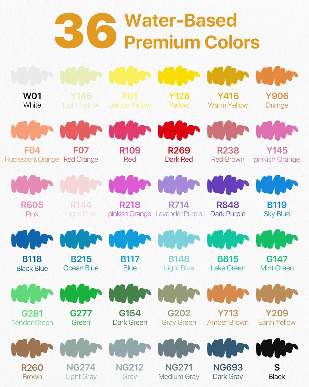 JusArt 36 Farben Acrylfarben Marker mit Segeltuchtasche - Wasserbasierte No-Bleed Paint Pens mit aut