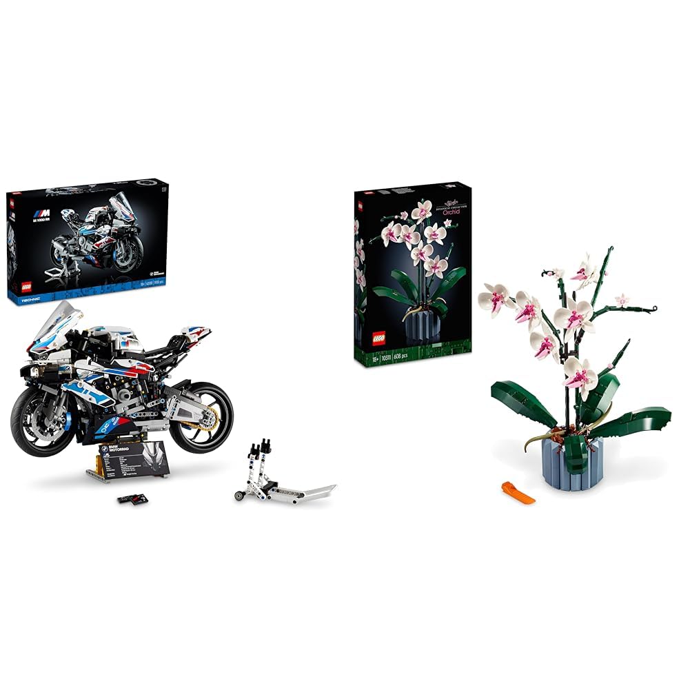 LEGO 42130 Technic BMW M 1000 RR Motorrad-Modell & 10311 Icons Orchidee Bundle mit Orchidee Set, Bun