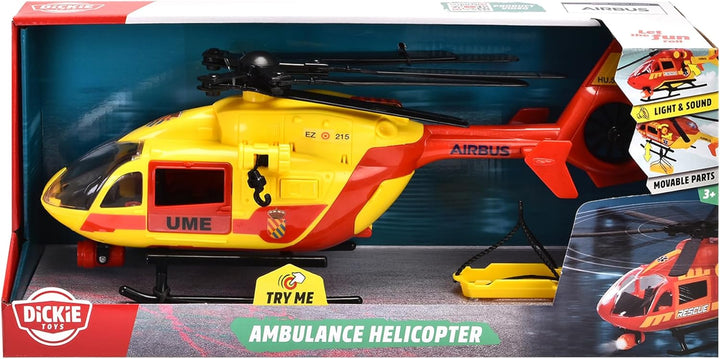 Dickie Toys - UME Rettungshubschrauber 36cm, Spielzeug Hubschrauber, Propeller an Seil, Licht und To