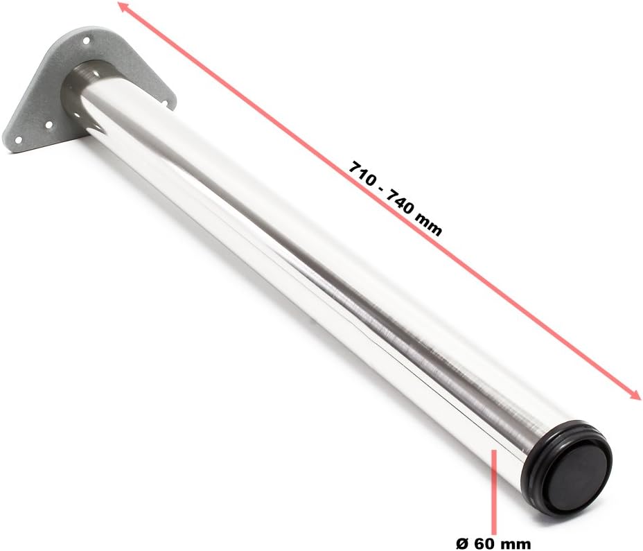 Wiltec Edelstahl Tischbein 4er Set Möbelfuss Verstellbar Ø60mm 710mm Nickel Nickel 710 mm, Nickel 71