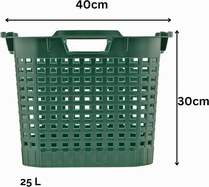 BURI 3x Erntekorb Gartenkorb lebensmittelecht - 25L Kartoffelkorb Obstkorb Laubkorb grün, drehstapel