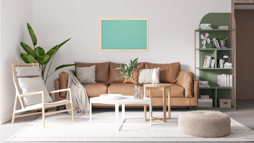 ALLboards Mint Pinnwand mit Holzrahmen 60x40cm Mint Korktafel Korkwand Pinnwand Kork Farbiger Kork 6