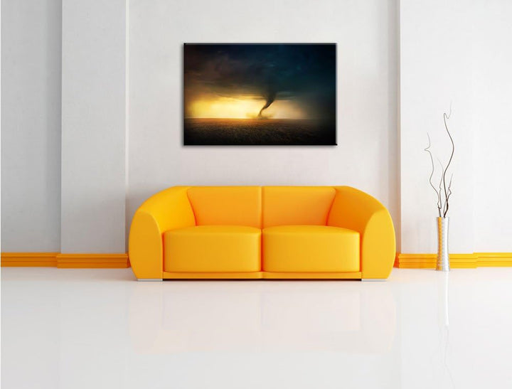 Naturgewalt Tornado, Format: 100x70 auf Leinwand, XXL riesige Bilder fertig gerahmt mit Keilrahmen,