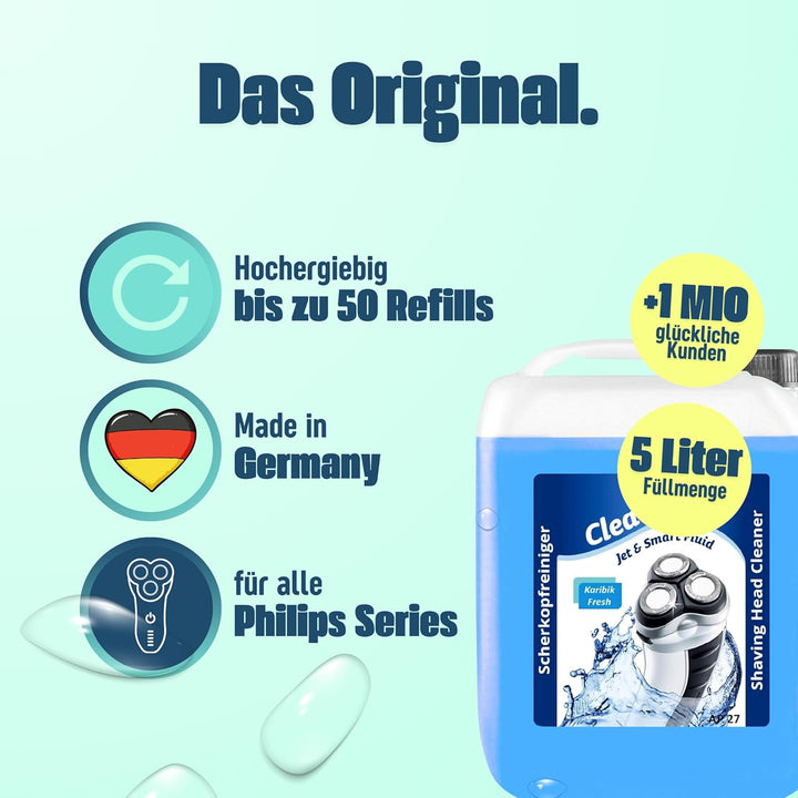 5 Liter Jet & Smart Fluid Reinigungsflüssigkeit Kompatibel-Ersatz mit Philips Rasierer 5000/7000 / 8