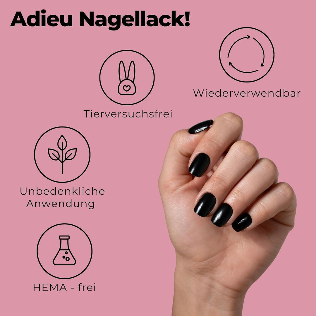 Original Miss Sophie Press On Nails | 32 Stück | Black Velvet | Short Square | Für Fingernägel 1 stü