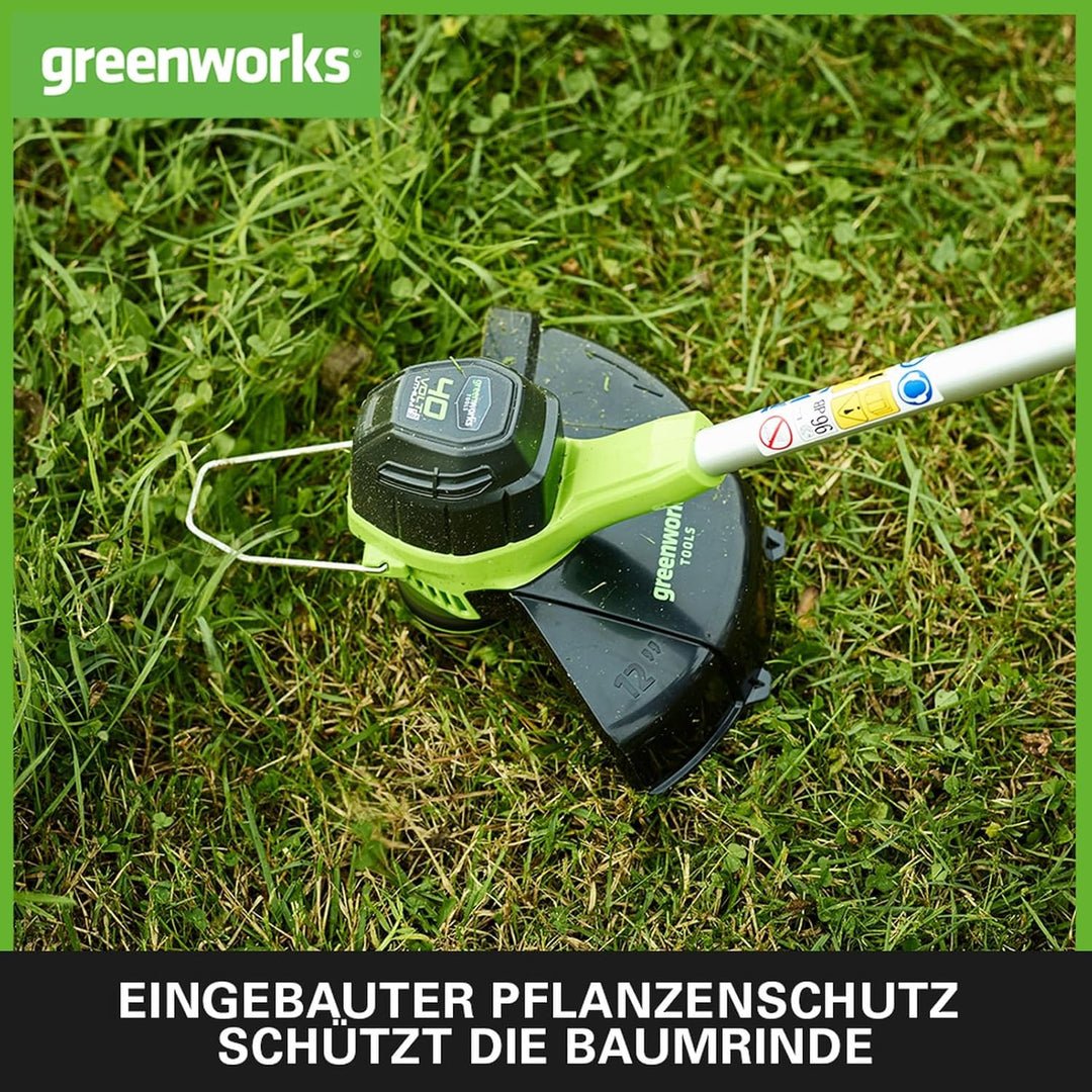 Greenworks G40LTK2 Akku Rasentrimmer für mittelgrosse Gärten, höhenverstellbar, 30 cm Schnittbreite,